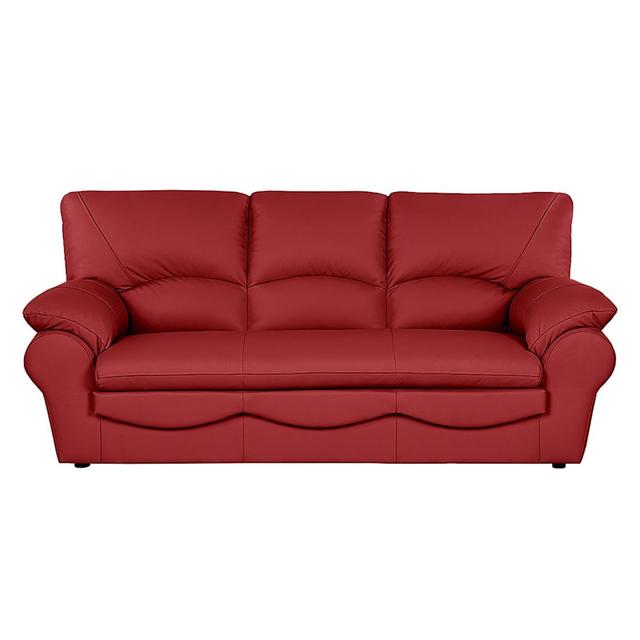 Heppman Genuine Leather 3 Seater Sofa 17 Stories Upholstery Colour: Red on Productcaster.