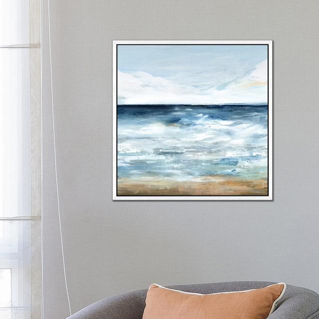 Blue Ocean I by Isabelle Z - Graphic Art Print on Canvas House of Hampton Size: 66.04cm H x 66.04cm W x 3.81cm D, Format: White Framed on Productcaster.