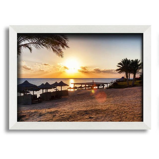 Evening On The Sands Framed Print Wall Art House of Hampton Size: 59.7cm H x 84.1cm W x 10cm D, Format: White Framed Paper on Productcaster.