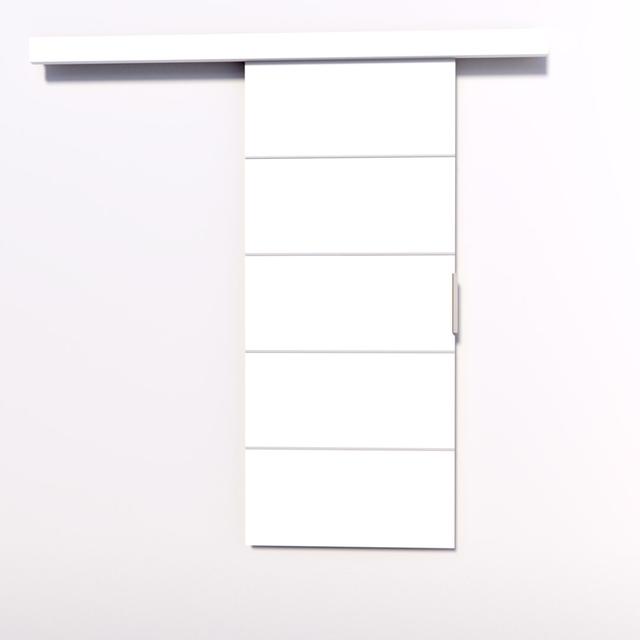 Redruth Sliding Door With Laminate Surface Natur Pur Finish: White, Size: 205cm H x 96cm W x 1.6cm D on Productcaster.