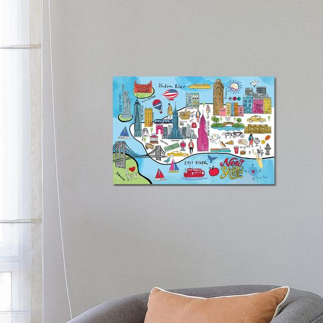 New York Map by Farida Zaman - Wrapped Canvas Graphic Art ClassicLiving Size: 45.72cm H x 66.04cm W x 1.91cm D on Productcaster.