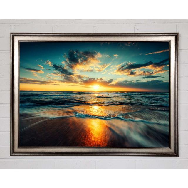 Fire Sunset Glow Framed Print House of Hampton Format: Silver Framed Paper, Size: 42cm H x 59.7cm W x 3.4cm D on Productcaster.