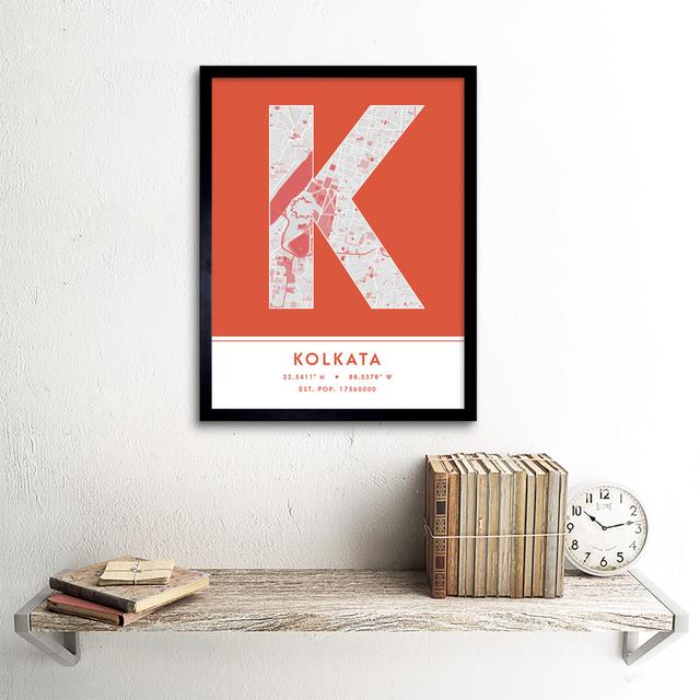 Kolkata City Map Kolkata Orange by Wee Blue Coo - Single Picture Frame Typography Wee Blue Coo on Productcaster.