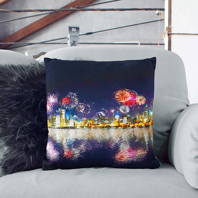 Fireworks Above the Chicago in Abstract Cushion with Filling East Urban Home Size: 40cm H x 40cm W x 15cm D, Backing Colour: White on Productcaster.