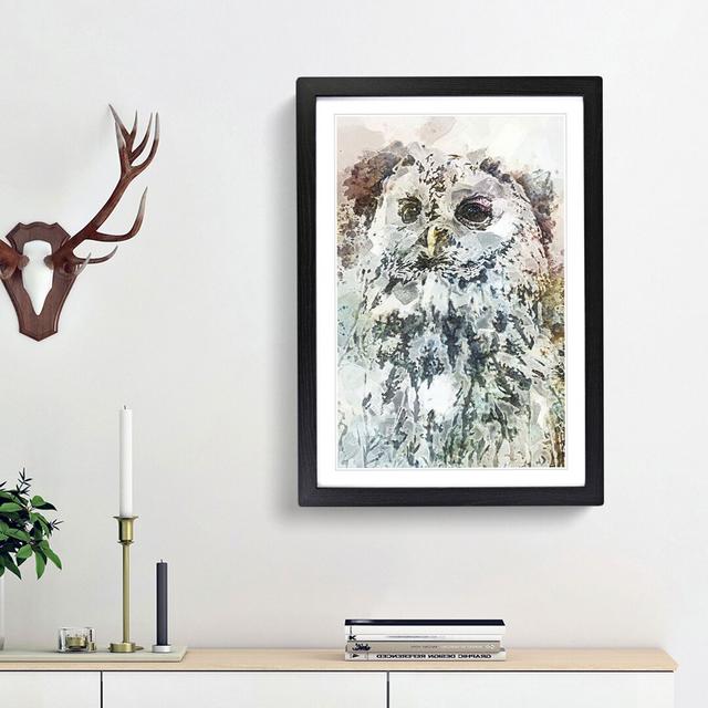 Tawny Owl in Abstract - Picture Frame Graphic Art Print East Urban Home Size: 48cm H x 36cm W x 2cm D, Frame Option: Black Framed on Productcaster.