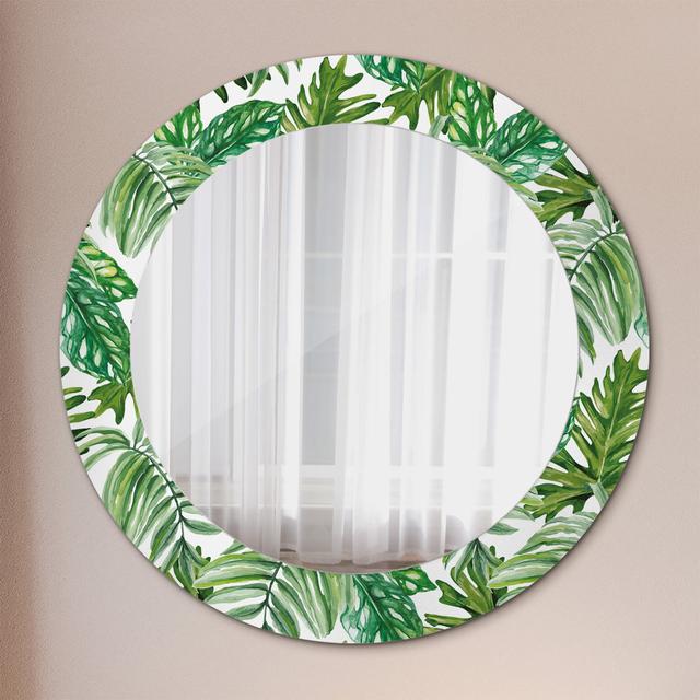 Huldar Round Glass Framed Wall Mounted Accent Mirror in Green/White East Urban Home on Productcaster.