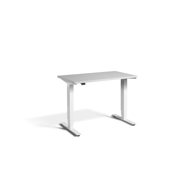 Mirano Height Adjustable Standing Desk Ebern Designs Frame Colour: White, Top Colour: Grey on Productcaster.