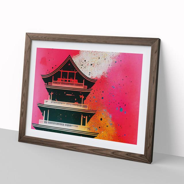 Pagoda Paint Splash Vol.2 - Picture Frame Graphic Art World Menagerie Size: 25cm H x 34cm W x 2cm D, Frame Colour: Walnut on Productcaster.