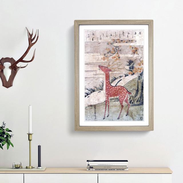 The Cry of the Stag by Harunobu Suzuki - Picture Frame Painting Print on MDF East Urban Home Frame Option: Oak Framed, Size: 36cm H x 27cm W x 2cm D on Productcaster.