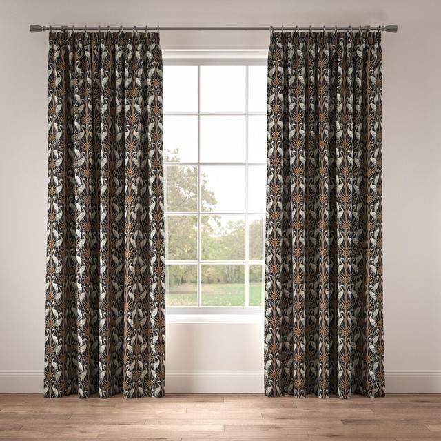 Made to Order - Nouveau Heron Pencil Pleat Blackout Curtains The Chateau By Angel Strawbridge Panel Size: Width 380 x Drop 229 cm, Colour: Navy on Productcaster.