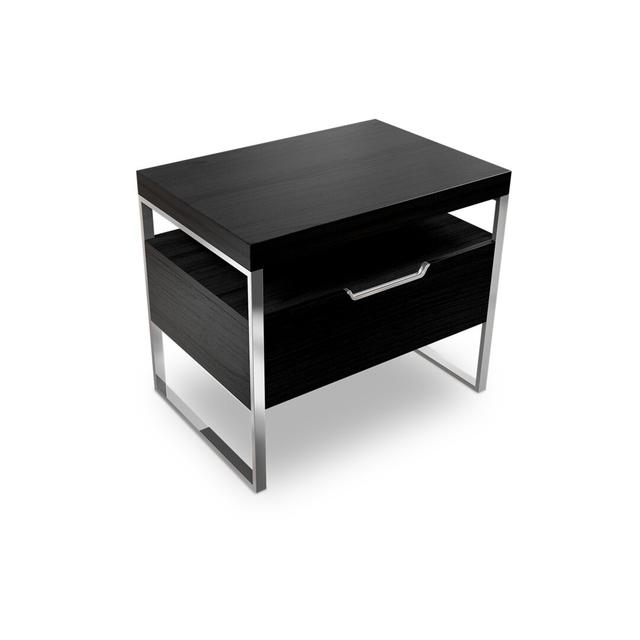 Shelor 1 Drawer Bedside Table Ebern Designs Colour (Base): Silver, Colour (Top): Black on Productcaster.