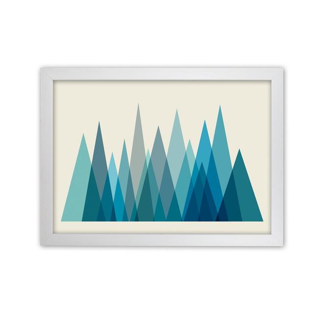 Mid Century Blue Mountains Original - Print Norden Home Frame Option: White Frame, Size: 42cm H x 59cm W x 3cm D on Productcaster.