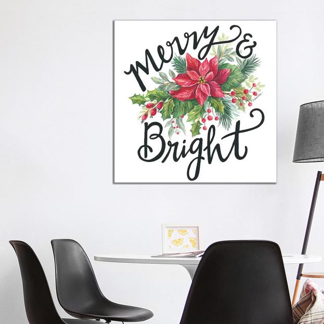 Merry & Bright Wreath by Diane Kater - Wrapped Canvas Gallery-Wrapped Canvas Giclée The Seasonal Aisle Size: 93.98cm H x 93.98cm W on Productcaster.