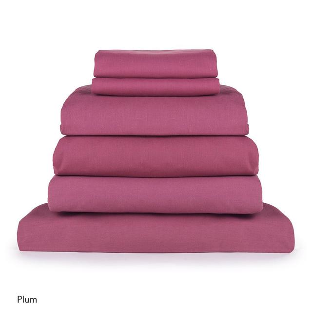 Wayment 180 Thread Count Cotton Blend Percale Sheet Set Ebern Designs Size: Double (4'6), Colour: Dusty Pink on Productcaster.