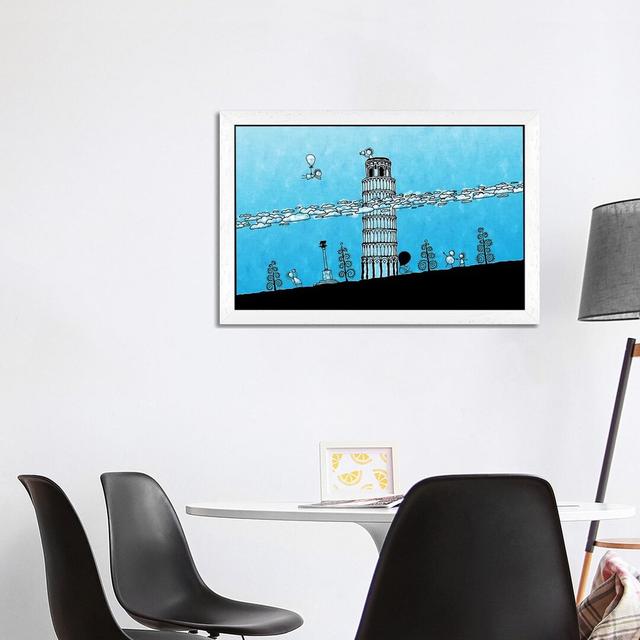 Leaning Tower Of Pisa - Floater Frame Print on Canvas Ebern Designs Size: 66.04cm H x 101.6cm W x 3.81cm D, Frame Option: White Framed on Productcaster.