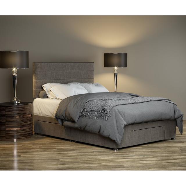 Sitka Divan Bed Base 17 Stories Size: Small Double (4'), Colour: Grey on Productcaster.