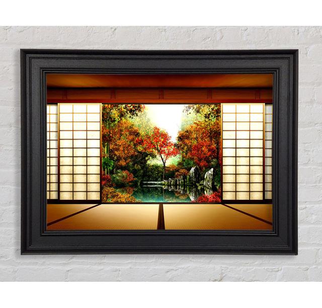 Japanese Garden From Inside Framed Print Ebern Designs Size: 59.7cm H x 84.1cm W on Productcaster.