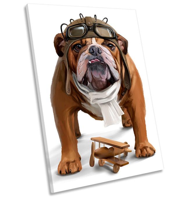 British Bulldog Aviator - Wrapped Canvas Art Prints Maturi Size: 76.2cm H x 50.8cm W x 2cm D on Productcaster.