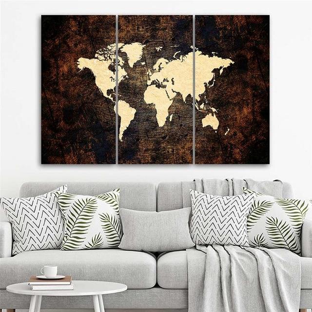 3-tlg. Leinwandbilder-Set World Map LoftDesigns Größe: 40 cm H x 60 cm B on Productcaster.