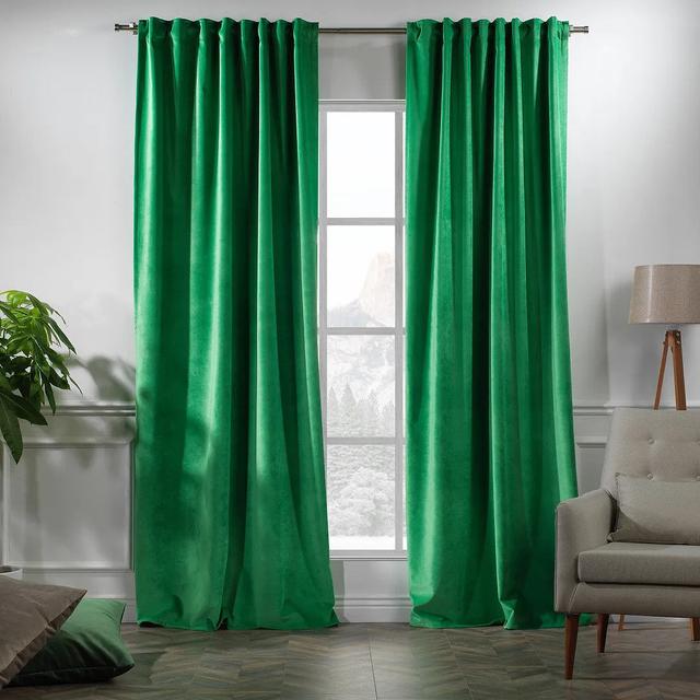 Extra langer und extra breiter Vorhang aus mattem Samt Lilijan Home & Curtain Vorhanggröße: 140 x 475 cm, Farbe: Jade on Productcaster.