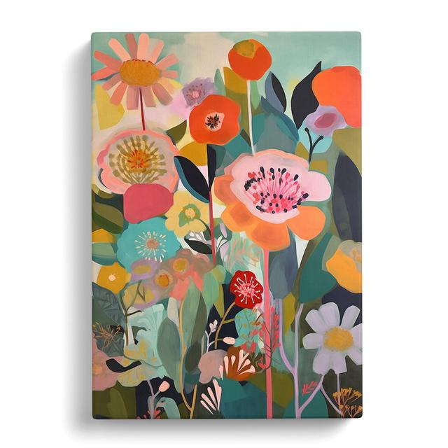 Southmead Flowers Retro Vol.5 - Wrapped Canvas Graphic Art Marlow Home Co. Size: 50cm H x 35cm W x 3cm D on Productcaster.