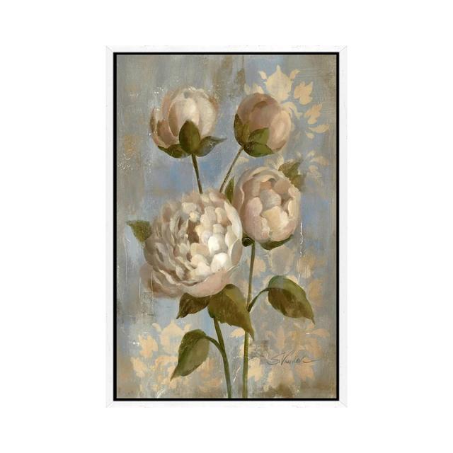 Peony On Soft Blue by Silvia Vassileva - Gallery-Wrapped Canvas Giclée on Canvas Rosalind Wheeler Format: White Floater Framed, Size: 66.04cm H x 45.7 on Productcaster.