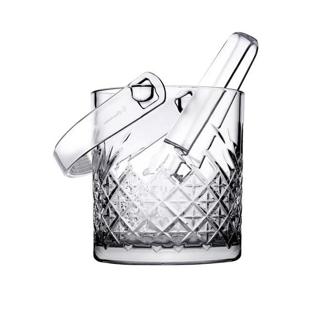 13cm Pasabahce Small Glass Ice Cubes Bucket w/ Carry Handle & Tongs Drinks Party Rosdorf Park on Productcaster.