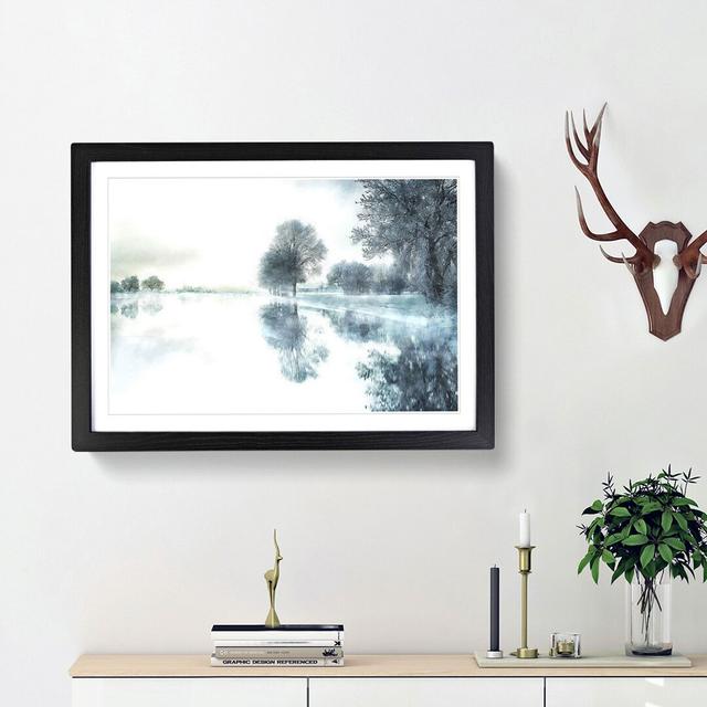 Trees Reflecting in a Lake at Winter - Picture Frame Graphic Art Print East Urban Home Size: 24cm H x 33cm W x 2cm D, Frame Option: Black Framed on Productcaster.