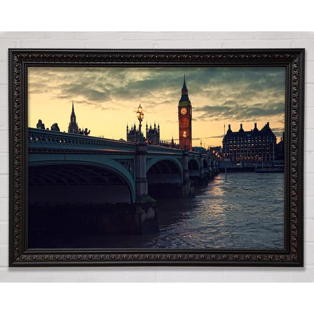 London At Dusk Framed Print Ebern Designs Size: 29.7cm H x 42cm W x 3cm D, Format: Black Walnut Framed Paper on Productcaster.