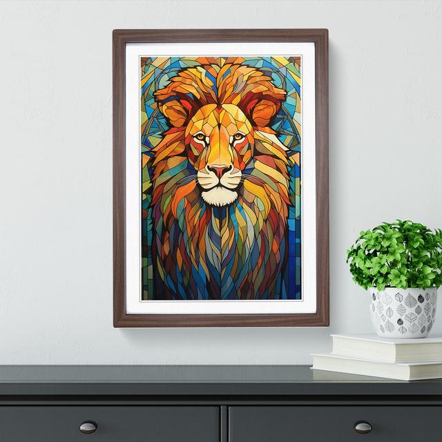 XYZ-FRM-V1223-4241 Lion No.3 - Single Picture Frame Print on Wood Big Box Art Size: 34cm H x 25cm W x 2cm D, Frame Colour: Walnut on Productcaster.