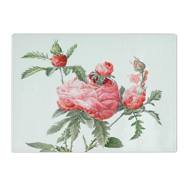 Tempered Glass Cabbage Roses Chopping Board East Urban Home Size: 28.5 cm W x 20 cm L on Productcaster.