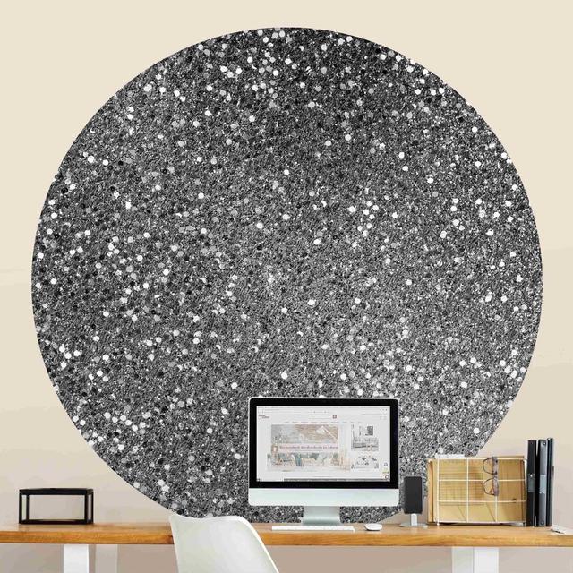 Round Wallpaper Self Adhesive - Glitter Confetti In Gold Ivy Bronx Size: 200cm L x 200cm W, Colour: Silver on Productcaster.