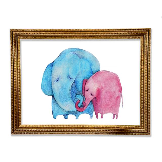 Mother And Baby Elephant Framed Print Isabelle & Max Size: 84.1cm H x 118.9cm W x 3cm D, Format: Gold Framed Paper on Productcaster.