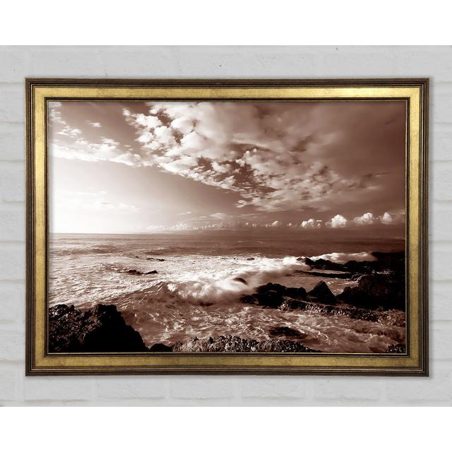 Ocean Mist Sepia Framed Print Highland Dunes Size: 42cm H x 59.7cm W x 1.5cm D on Productcaster.