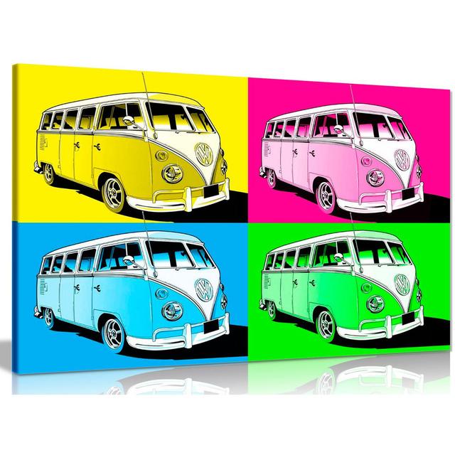 Large Pop Art Volkswagen Camper Van Canvas Wall Art Picture Print Panther Print Size: 61cm H x 91cm W on Productcaster.