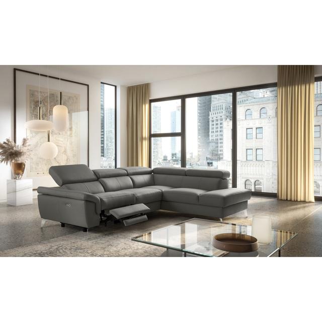 Debanos Vegan Leather Corner Sectional Ivy Bronx Orientation: Right Hand Facing, Upholstery Colour: Dark Grey on Productcaster.