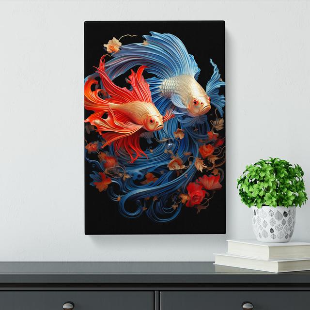 Siamese Fighting Fish Baroque Art House of Hampton Size: 76cm H x 50cm W x 3cm D on Productcaster.