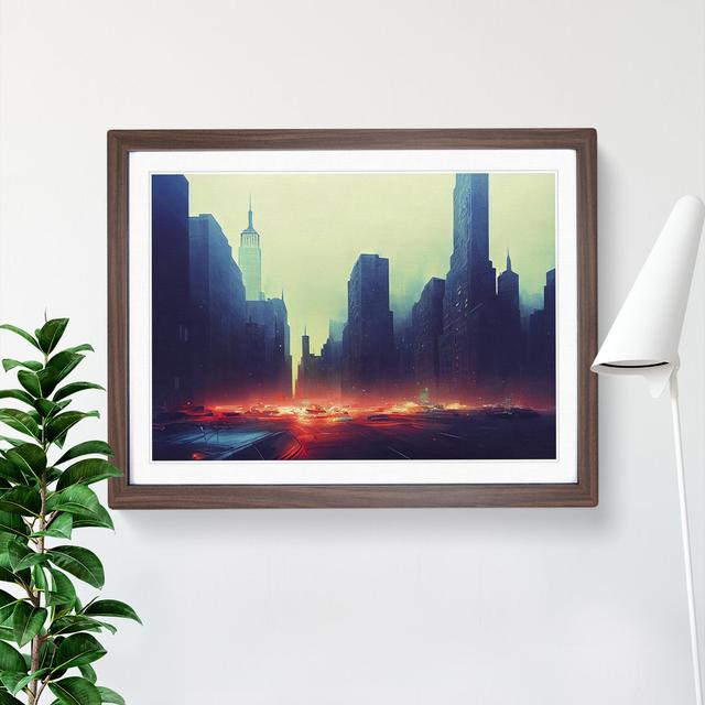 XH1022-621X A New York City Skyline Vol.2 - Single Picture Frame Painting 17 Stories Size: 46cm H x 64cm W x 2cm D, Frame Option: Walnut on Productcaster.