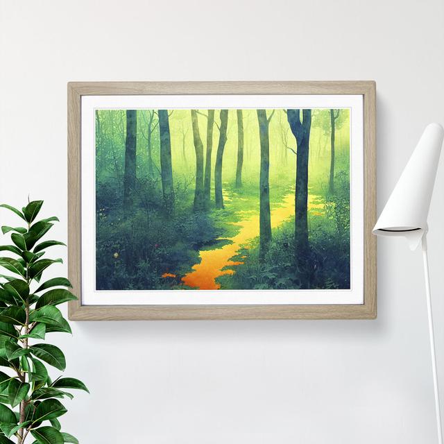 Forest Path Vol.3 - Picture Frame Painting Alpen Home Size: 34cm H x 46cm W x 2cm D, Frame Colour: Oak on Productcaster.