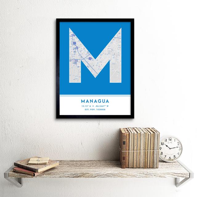 Managua City Map Managua Blue by Wee Blue Coo - Single Picture Frame Typography Wee Blue Coo on Productcaster.