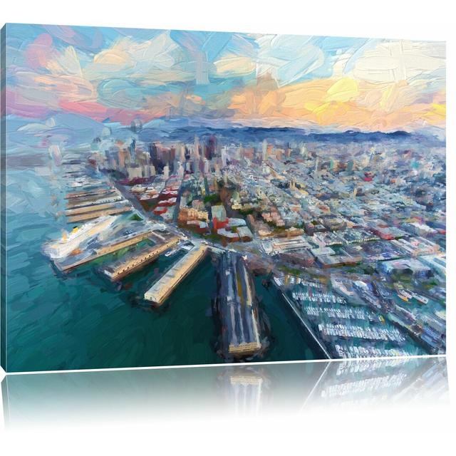 Leinwandbild „San Francisco bei Sonnenuntergang“, Grafikdruck East Urban Home Größe: 70 cm H x 100 cm B on Productcaster.