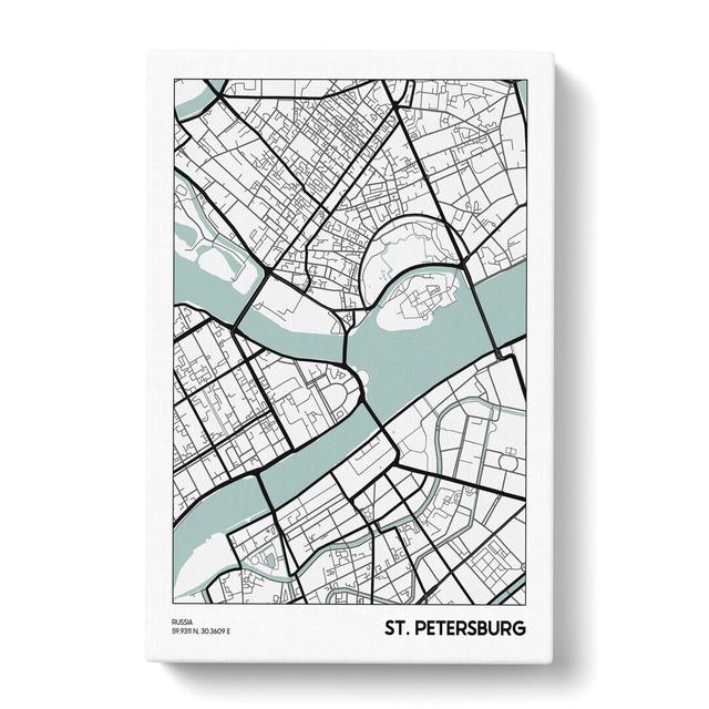 Map St Petersburg Russia - Wrapped Canvas Graphic Art East Urban Home Size: 91cm H x 60cm W x 3cm D on Productcaster.