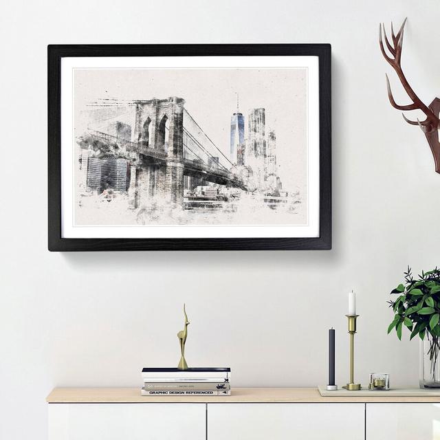 Brooklyn Bridge in New York - Picture Frame Graphic Art Print East Urban Home Size: 36cm H x 48cm W x 2cm D, Frame Option: Black Framed on Productcaster.