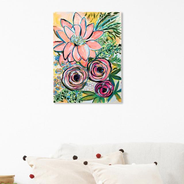 Rosalina - Peonies Party of Two - Painting Print East Urban Home Format: Wrapped Canvas, Size: 61cm H x 46cm W x 4cm D on Productcaster.