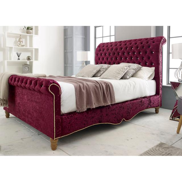 Margrett Upholstered Bed Frame Mercer41 Size: Super King (6'), Colour: Mustard Gold on Productcaster.