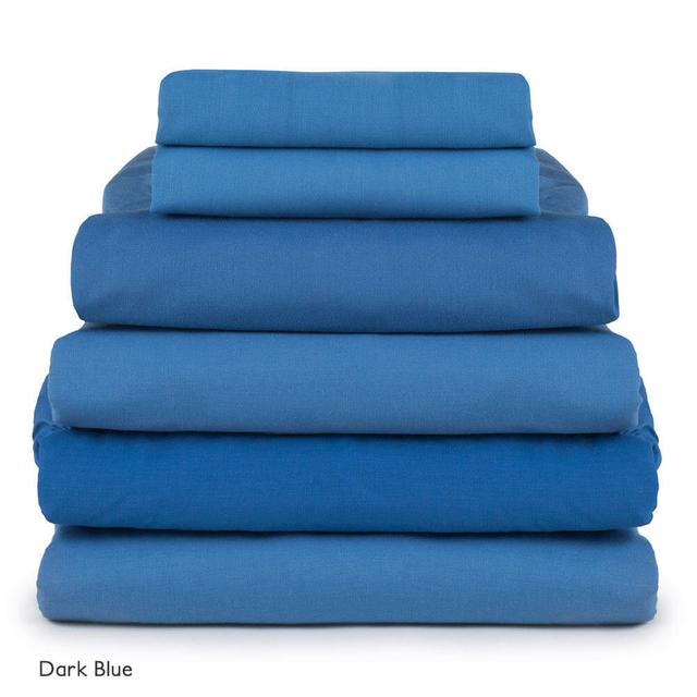 Richetts Cotton Blend Standard Fitted Sheet 17 Stories Colour: Dark Blue on Productcaster.