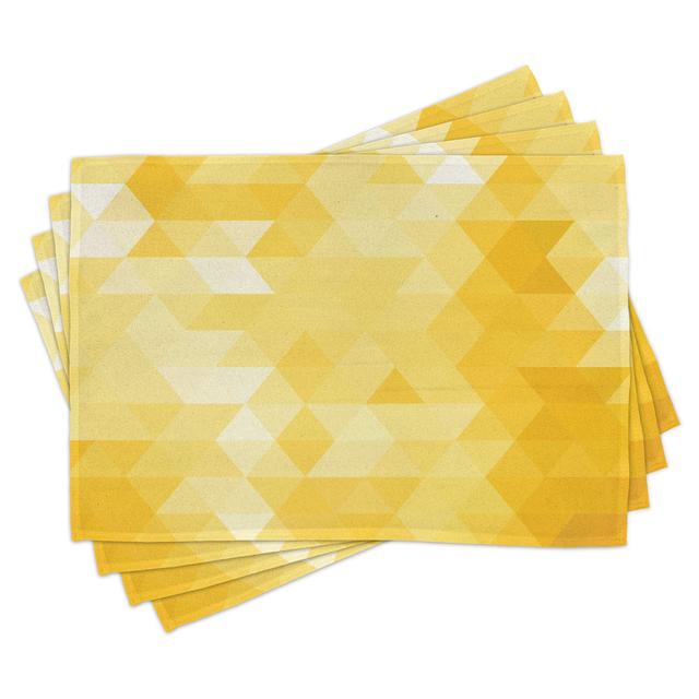 Place Mats Set of 4, Geometric Triangle, Yellow (Set of 4) East Urban Home on Productcaster.