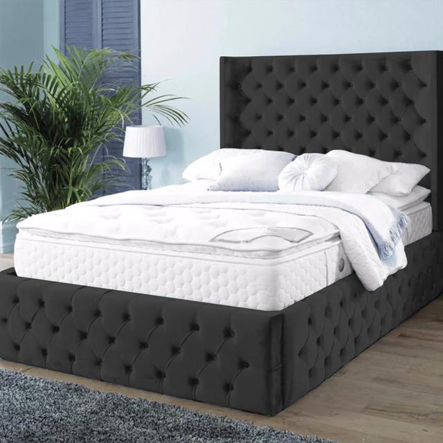 Upholstered Standard Bed Britainsleep Colour: Black, Size: Double (4'6) on Productcaster.