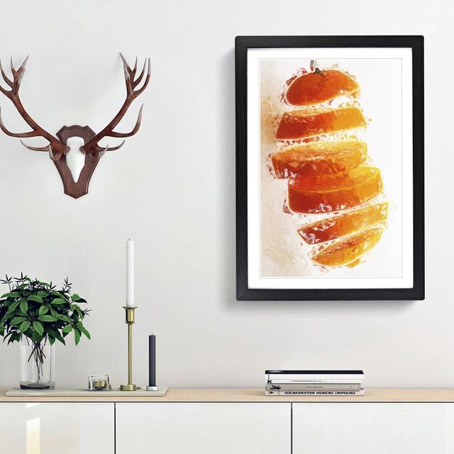 Floating Sliced Orange in Abstract - Picture Frame Painting Print East Urban Home Size: 65cm H x 48cm W x 2cm D, Frame Option: Black Framed on Productcaster.