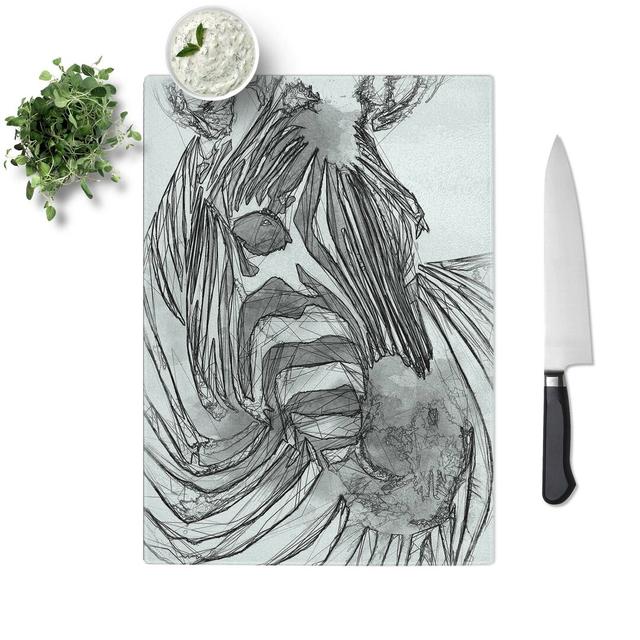 Tempered Glass Sketch of a Zebra Chopping Board East Urban Home Size: 20 cm W x 28.5 cm L on Productcaster.